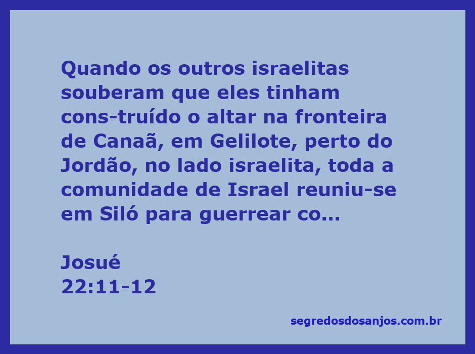 Representação do altar construído pelos israelitas na fronteira de Canaã, simbolizando a unidade e o conflito entre as tribos de Israel.