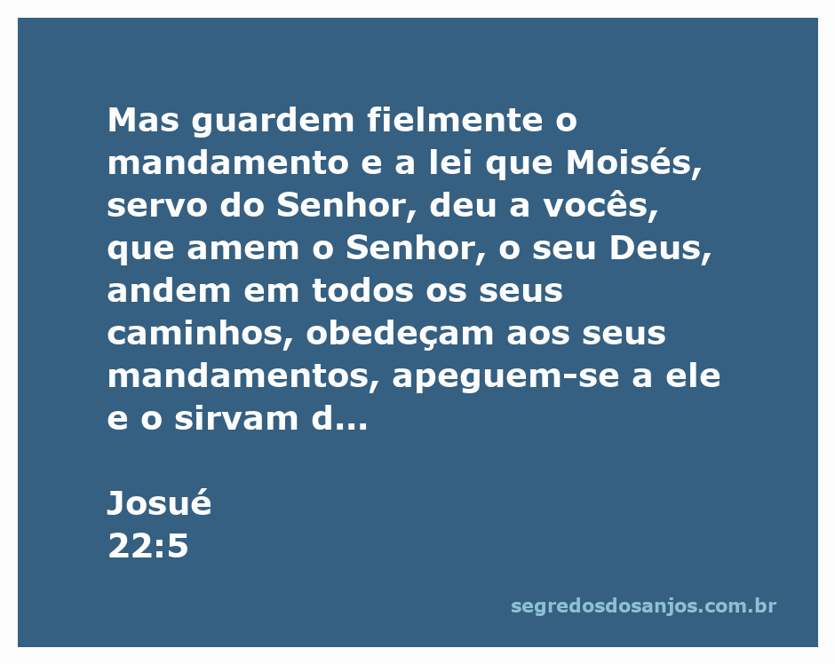 Ilustração do versículo Josué 22:5, enfatizando a importância de seguir os mandamentos de Deus.
