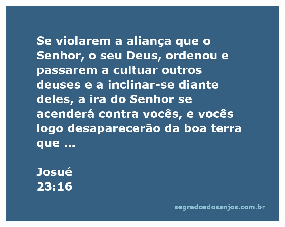 Imagem representativa de Josué 23:16, alertando sobre as consequências da violação da aliança com Deus.