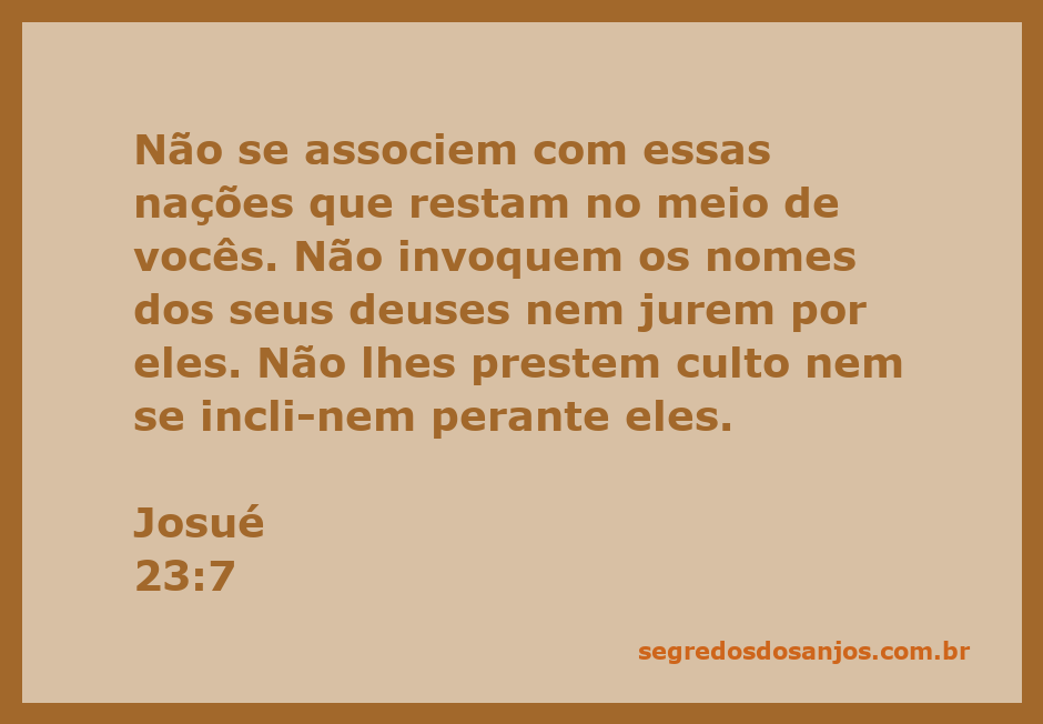 Imagem ilustrativa de Josué 23:7, destacando a advertência sobre a associação com outras nações e deuses.