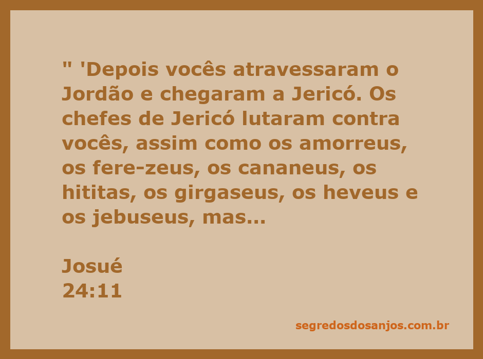 Representação da batalha de Jericó, onde os Israelitas conquistaram a cidade com a ajuda divina, conforme descrito em Josué 24:11.