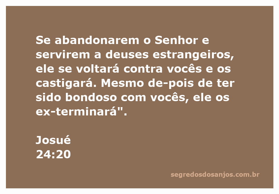 Ilustração do versículo Josué 24:20, destacando a advertência sobre abandonar o Senhor e servir a deuses estrangeiros.