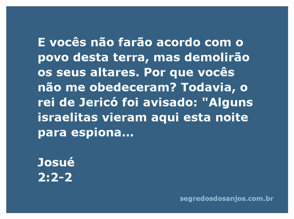 Imagem de Josué 2:2, onde espiões israelitas são mencionados em relação ao povo de Jericó.