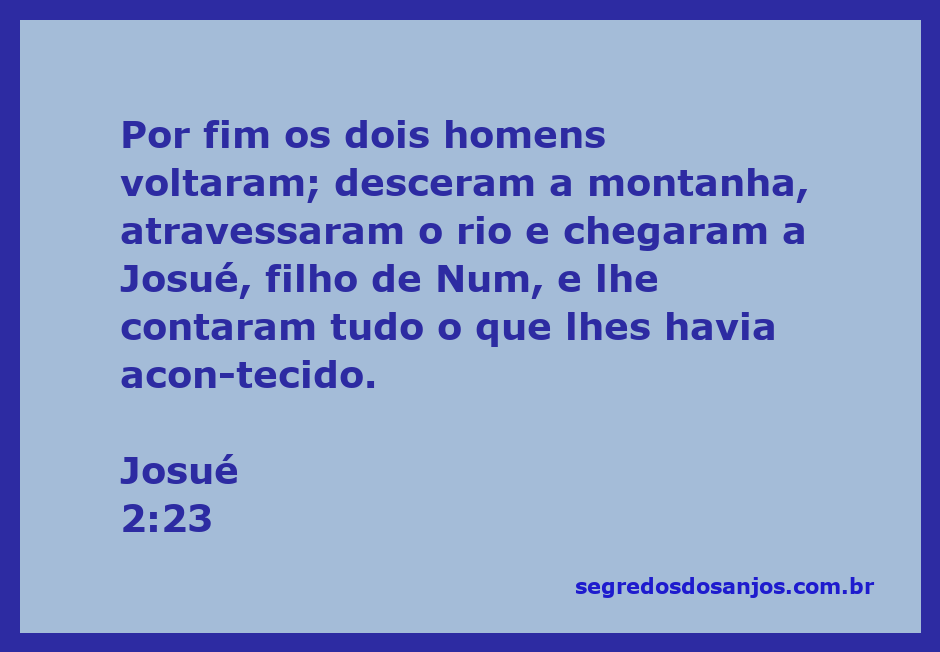 Ilustração da passagem bíblica Josué 2:23, destacando a providência divina sobre as nações.