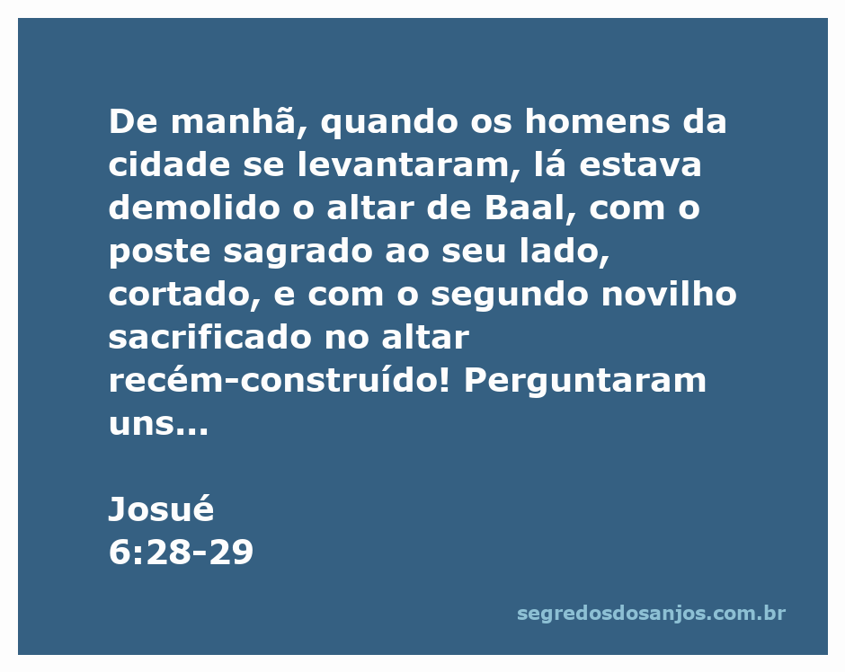 Ilustração da destruição do altar de Baal por Gideão, com o altar recém-construído ao fundo.