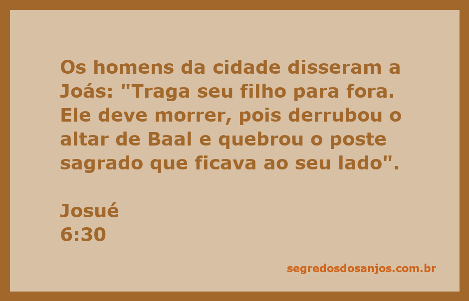 Imagem de Joás defendendo seu filho contra os homens da cidade que o acusam de destruir o altar de Baal.