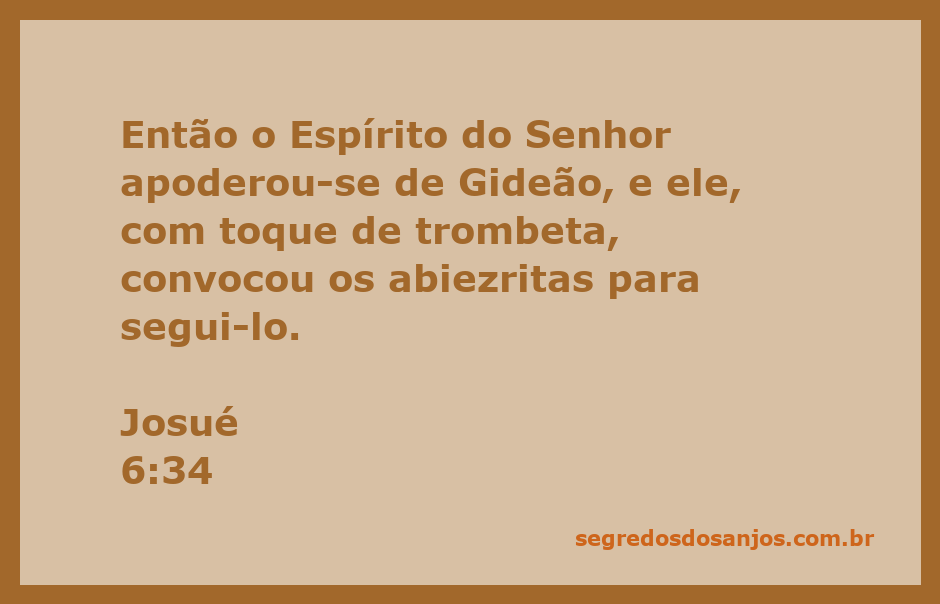 Gideão tocando a trombeta e convocando os abiezritas sob a ação do Espírito do Senhor.
