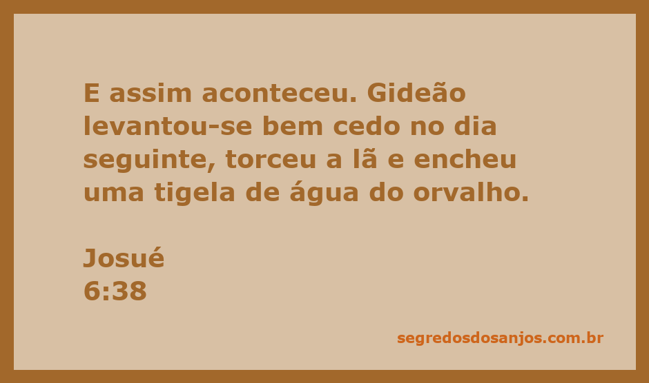 Ilustração de Gideão levantando-se cedo e torcendo a lã para coletar orvalho