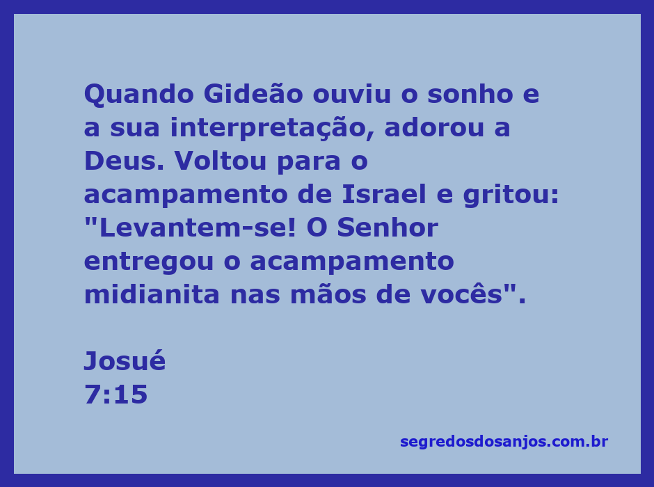 Ilustração de Gideão adorando a Deus após ouvir um sonho sobre a vitória sobre os midianitas.