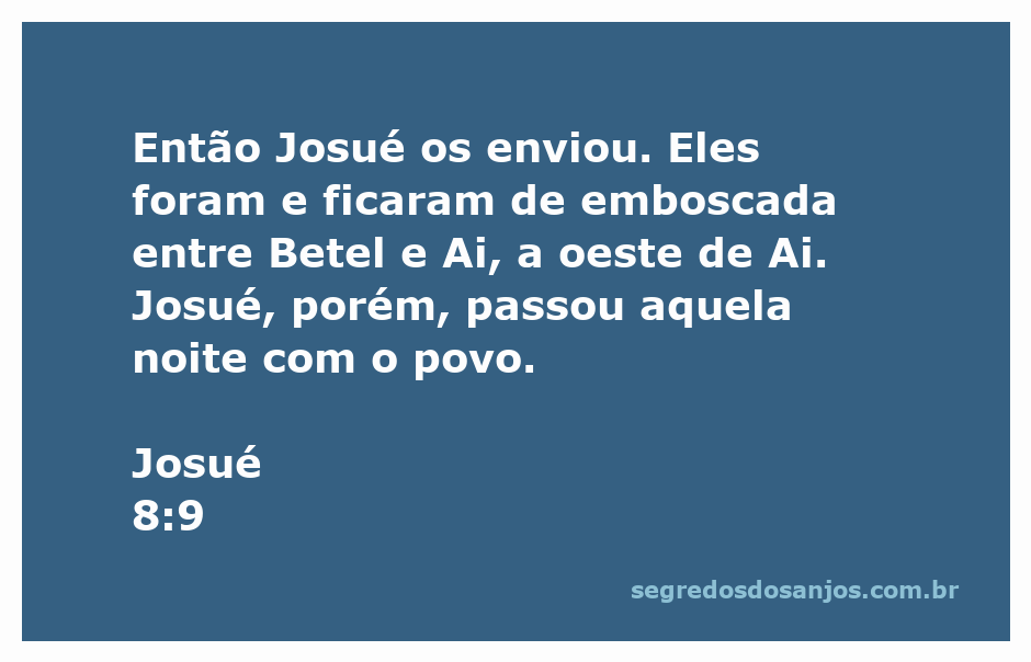 Ilustração da passagem bíblica Josué 8:9, onde Josué promete destruir a fortaleza de Peniel.