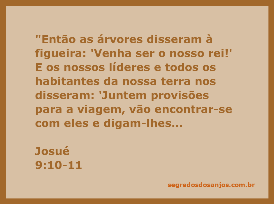 Ilustração das árvores discutindo sobre escolher um rei, inspirada em Josué 9:10-11.