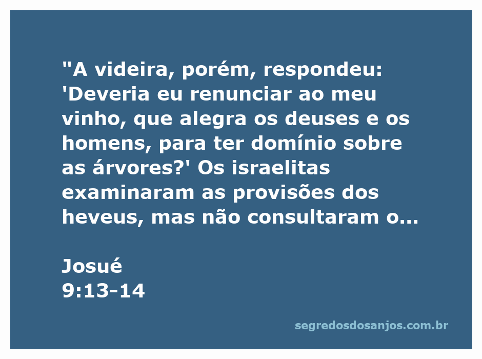 A videira expressa sua recusa em renunciar ao vinho, simbolizando a busca por alegria e o desvio da consulta divina.