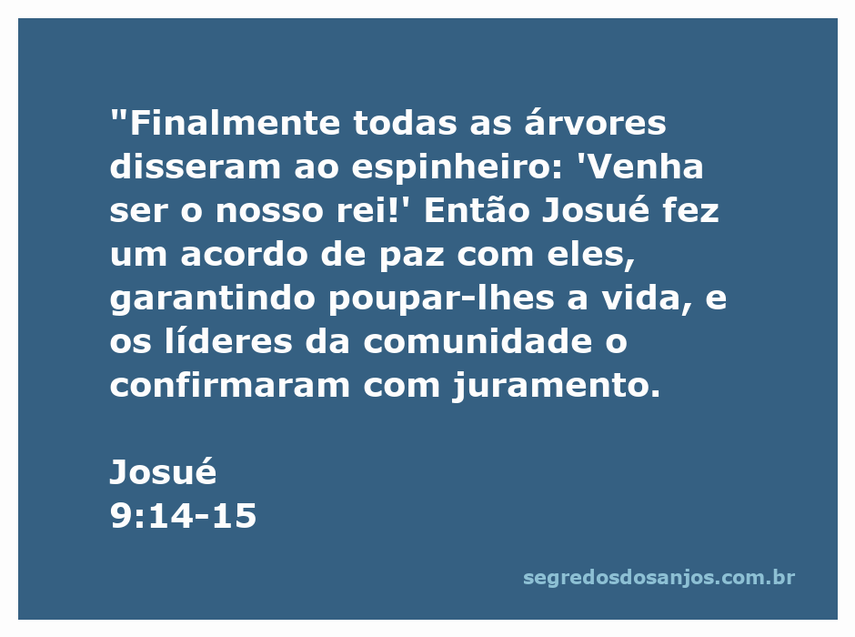 Imagem ilustrativa da passagem bíblica Josué 9:14-15, mostrando a aliança entre Josué e os espinheiros.