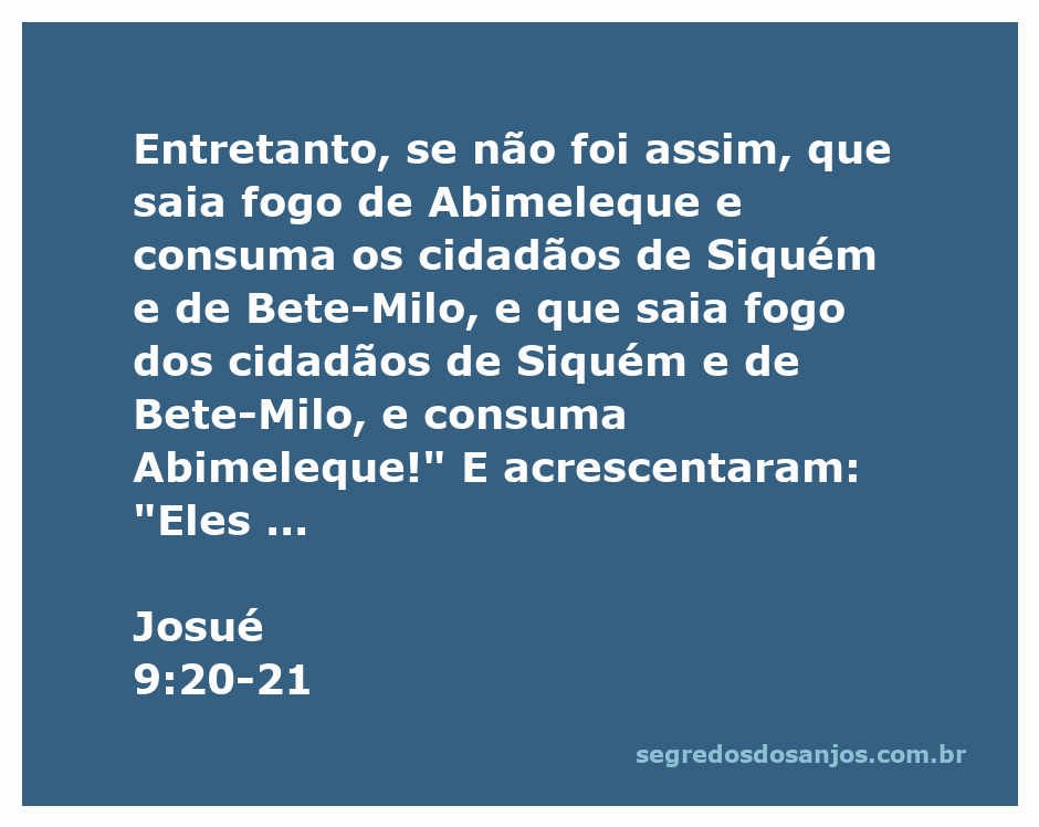 Imagem ilustrativa da passagem bíblica Josué 9:20-21, mostrando a promessa dos líderes sobre os cidadãos de Siquém e Bete-Milo.