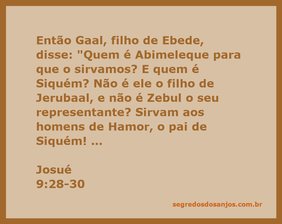 Ilustração da passagem de Josué 9:28-30, onde Gaal questiona a liderança de Abimeleque e expressa seu desejo de libertar Siquém.