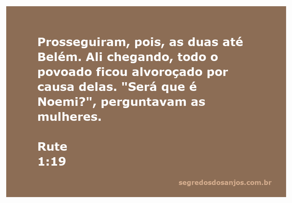 Noemi e Rute chegando a Belém, causando alvoroço entre as mulheres da cidade.