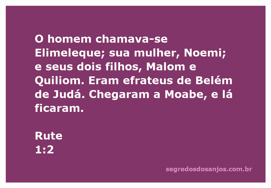 Família de Elimeleque, Noemi e seus filhos Malom e Quiliom, representando a passagem bíblica de Rute 1:2.