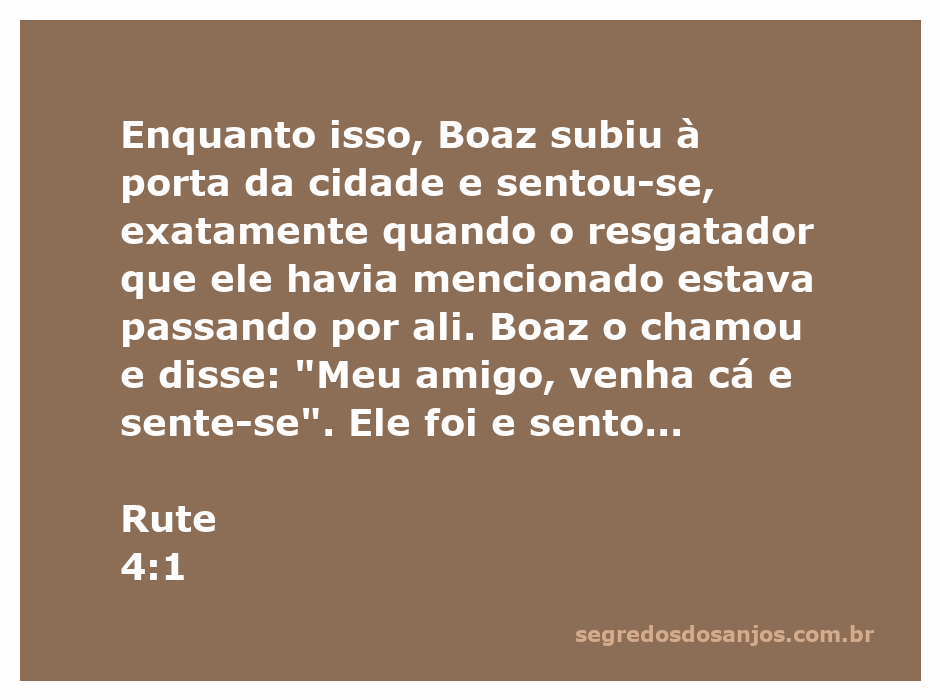 Boaz sentado à porta da cidade, conversando com o resgatador em Rute 4:1