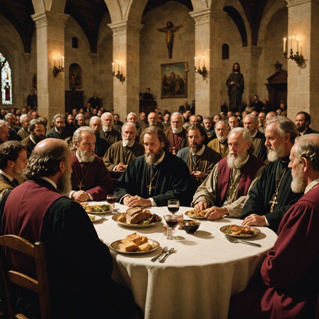 Imagem representativa do capítulo 11 de 1 Coríntios com instruções para a reunião da igreja e a ceia do Senhor.