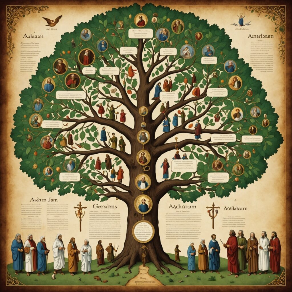 Genealogia de Adão a Abraão - representação visual da linhagem bíblica