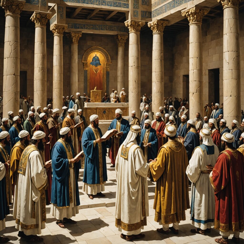 Imagem representativa dos levitas servindo no templo do Senhor