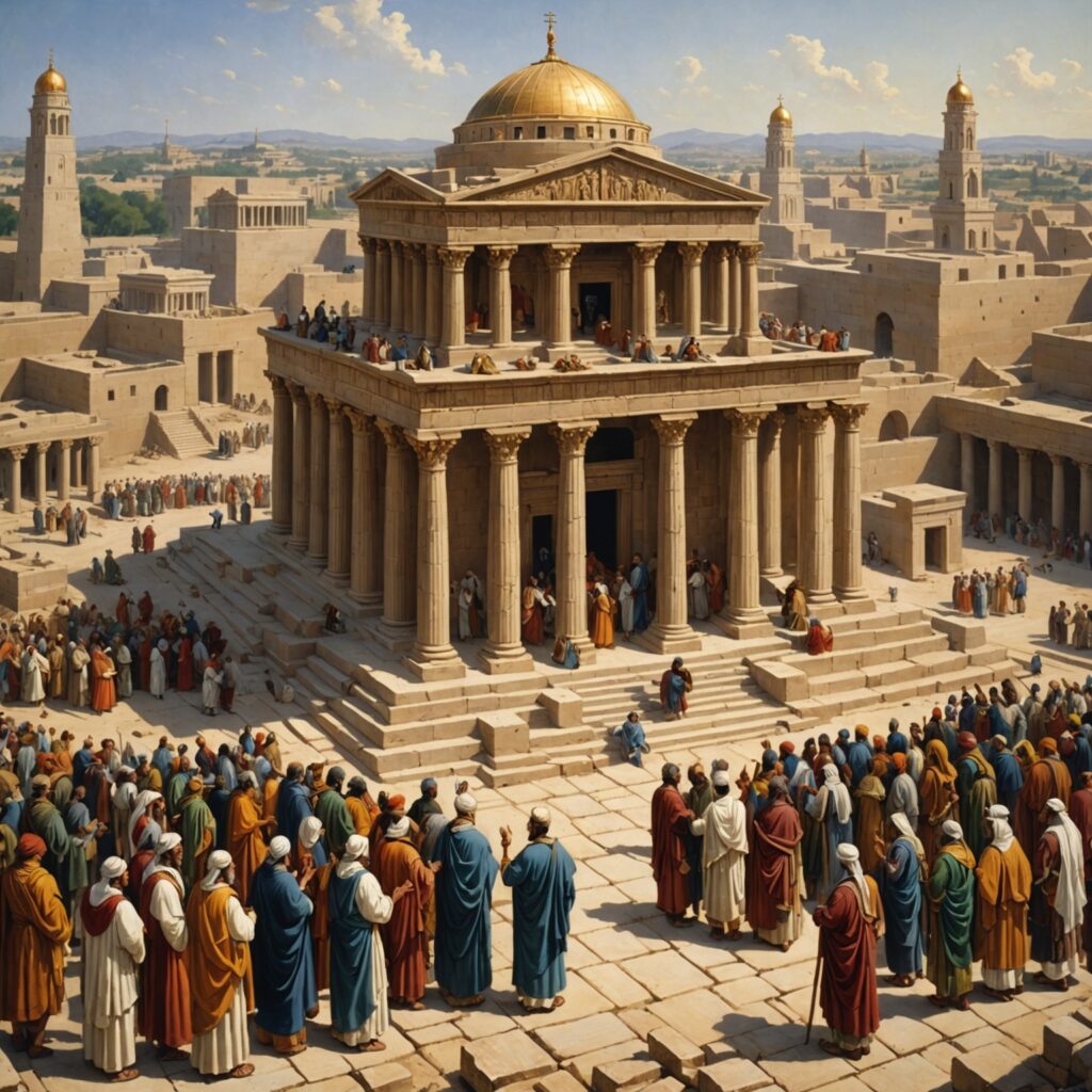 Construção do Templo e Louvor a Deus - Imagem representativa do capítulo 29 de 1 Crônicas