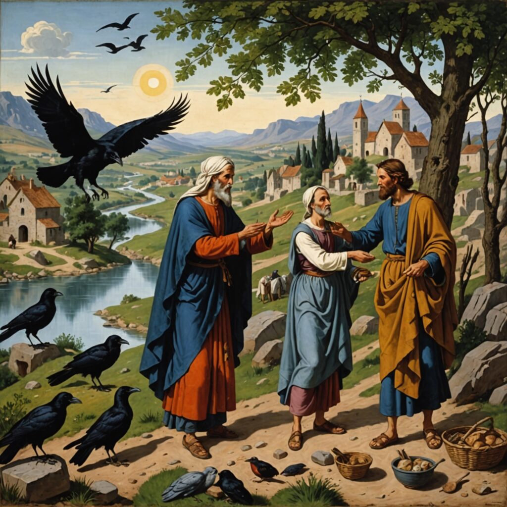 Elias alimentado por corvos e ressurreição do filho da viúva em Sarepta