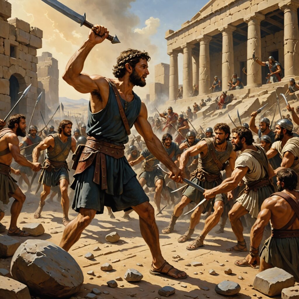 Batalha épica entre Davi e Golias