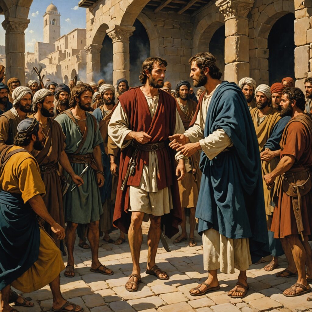 Ilustração de Saul sendo escolhido por Samuel para liderar Israel