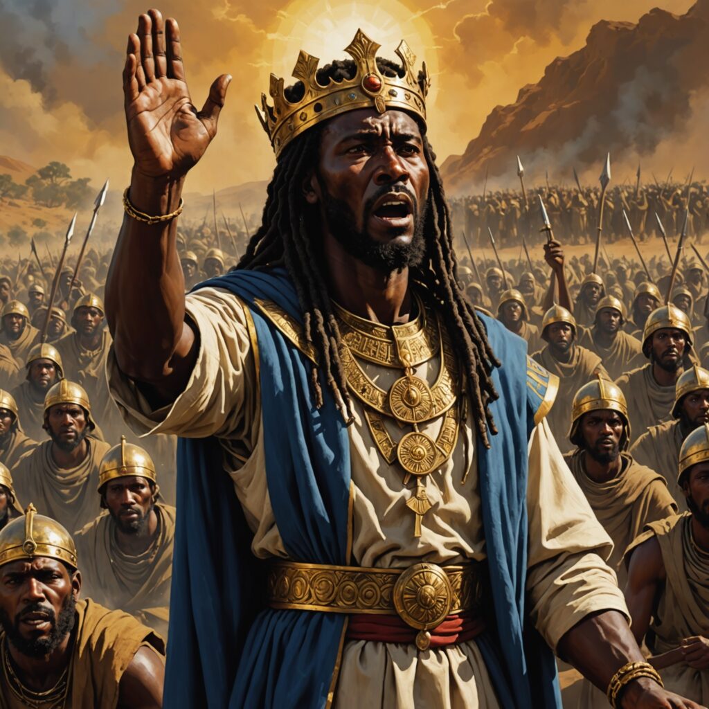 Rei Asa de Judá clamando ao Senhor em oração