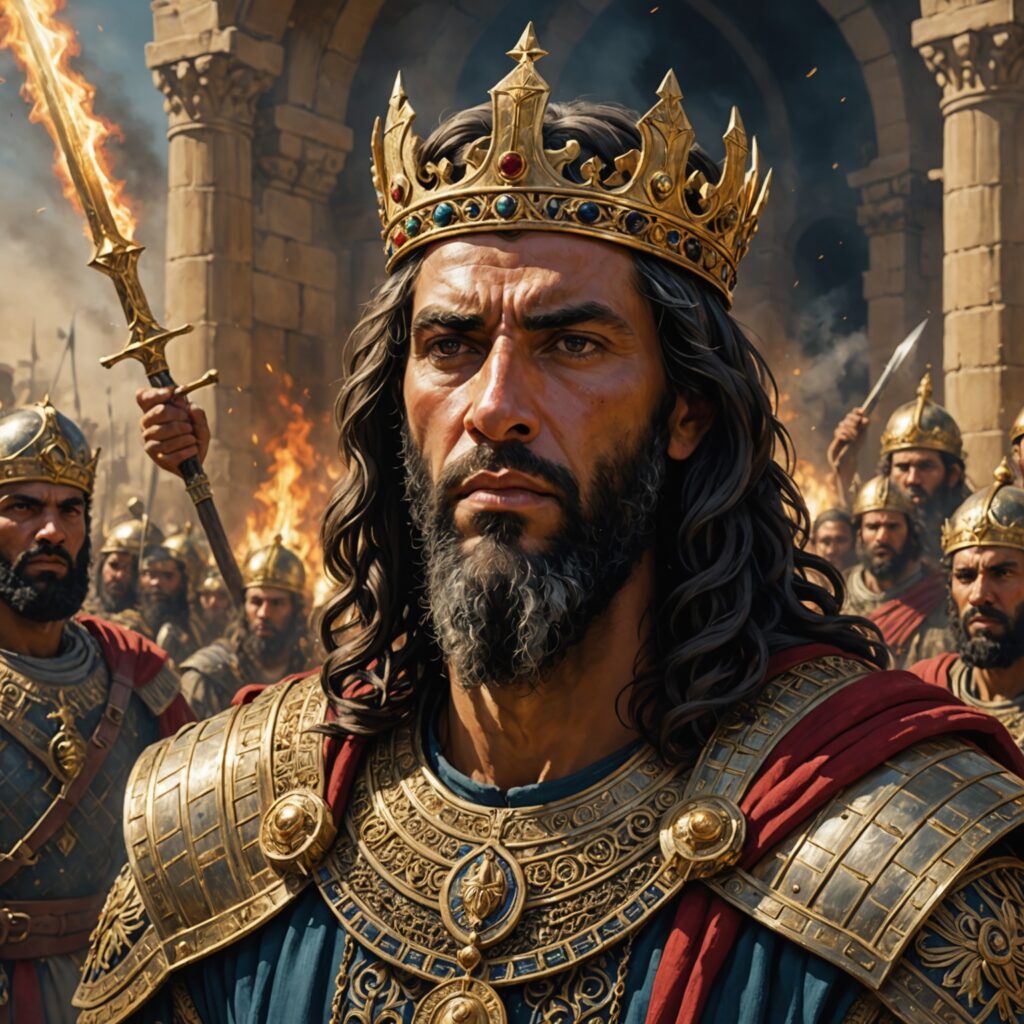 Imagem representando as consequências da desobediência de Jeorão, rei de Judá