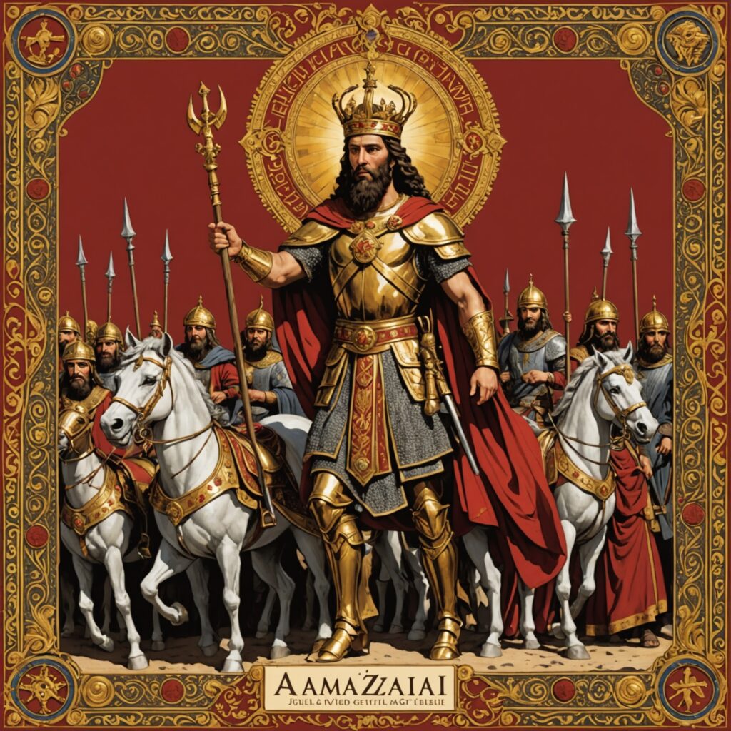 Imagem representando Amazias, rei de Judá, desafiando Jeoás, rei de Israel, e a invasão de Jerusalém.