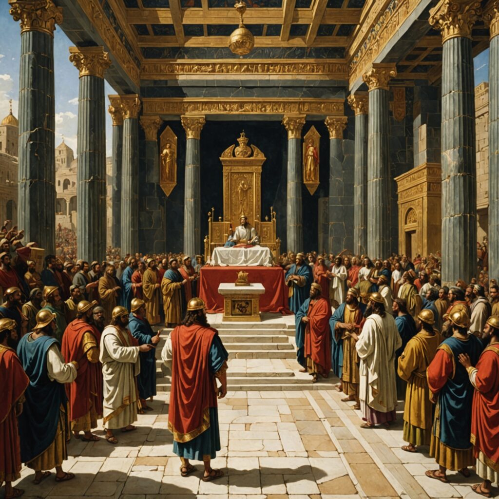 Imagem representativa das realizações do rei Salomão conforme descritas no capítulo da Bíblia.