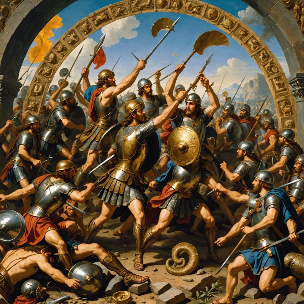 David derrota os amonitas - Imagem representativa da vitória de Davi sobre os inimigos