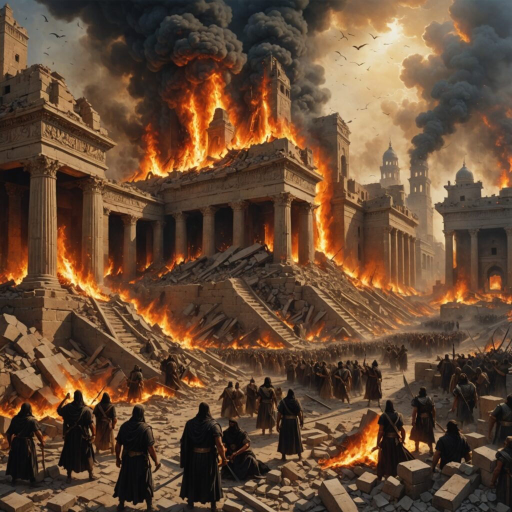 Imagem representativa da queda da Babilônia e do juízo divino
