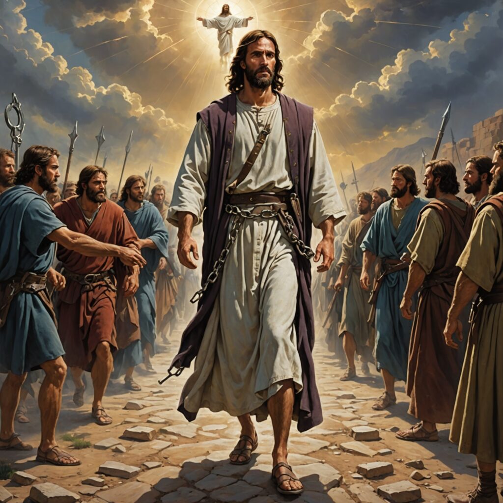 Paulo no caminho de Damasco, encontrando a luz divina e sendo transformado em apóstolo