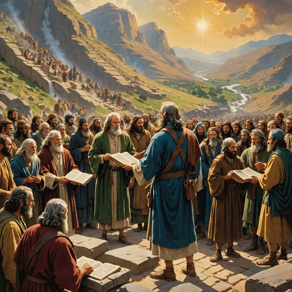 Imagem de Moisés reescrevendo os Dez Mandamentos nas novas tábuas de pedra