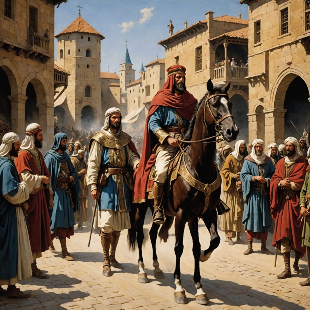 Mardoqueu é honrado e Hamã humilhado - representação visual da história bíblica