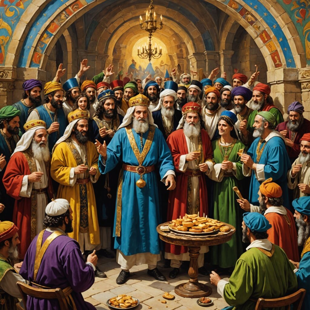 Imagem representativa da celebração de Purim por Mardoqueu e Ester
