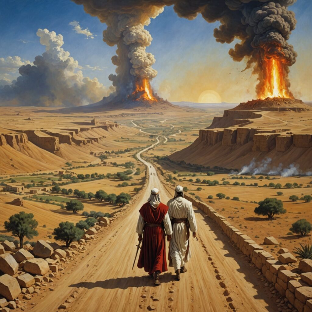 Separação de Abrão e Ló - Imagem representativa da escolha entre os caminhos de prosperidade material e pureza espiritual