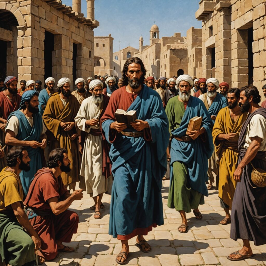 Imagem representativa da fuga de Jacó de Labão e o pacto com o monte de pedras