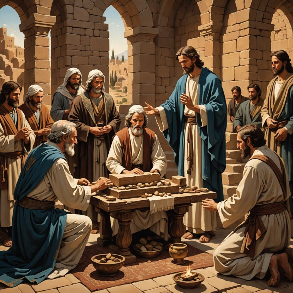 Jacó erguendo um altar em Betel