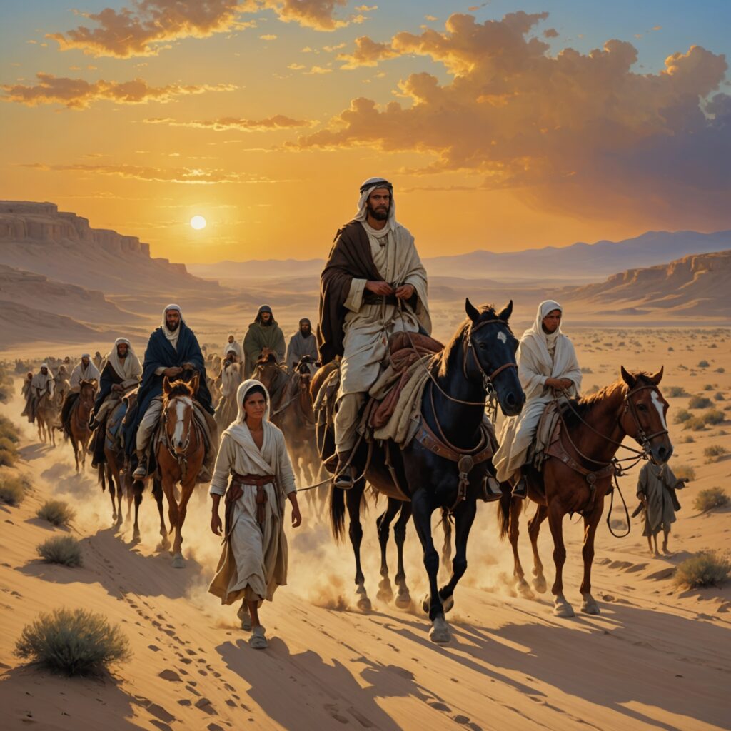 Jacó e sua família partindo para o Egito