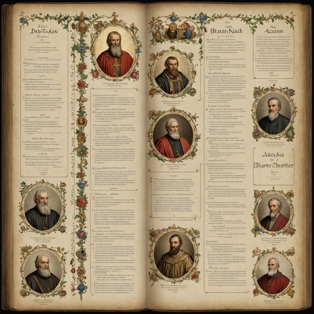 Genealogia de Adão a Noé - Representação dos patriarcas bíblicos e sua descendência
