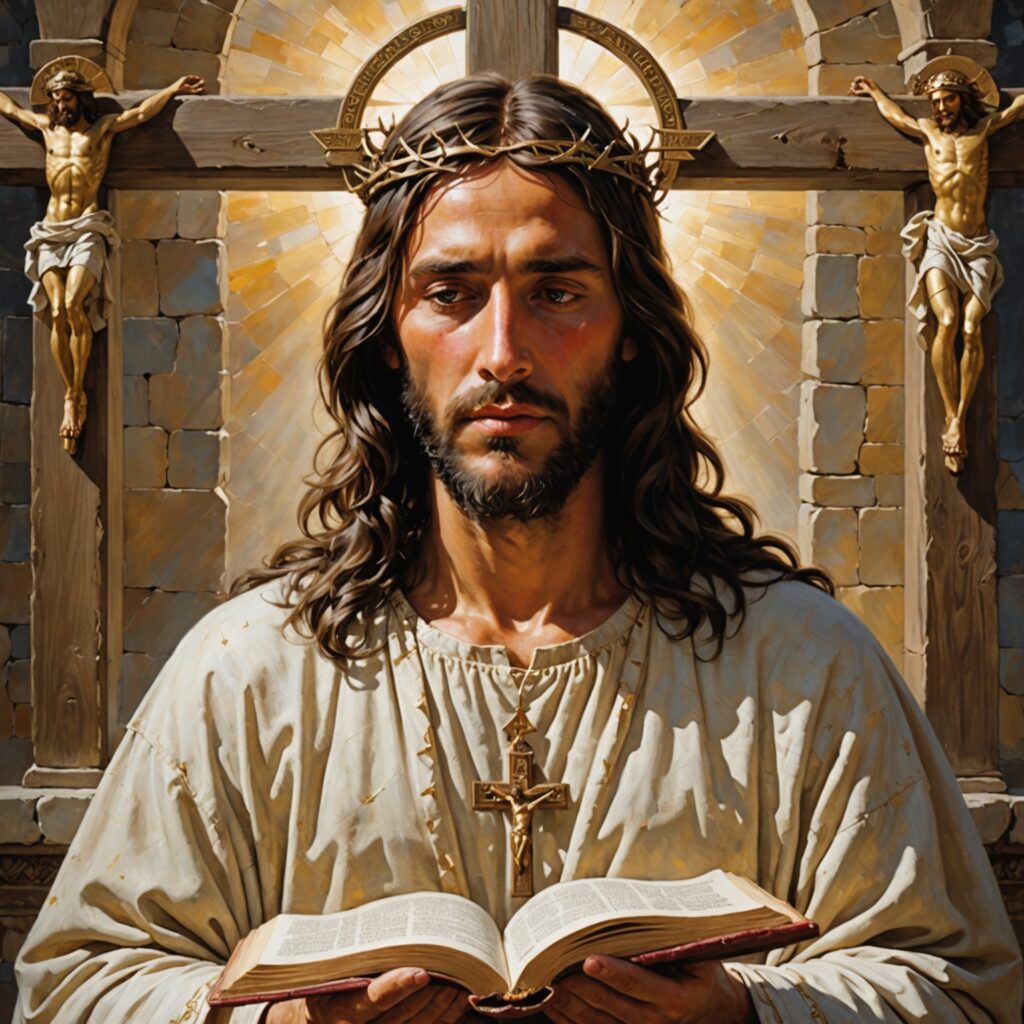 Imagem representativa do sacrifício único de Cristo e da chamada à perseverança na fé