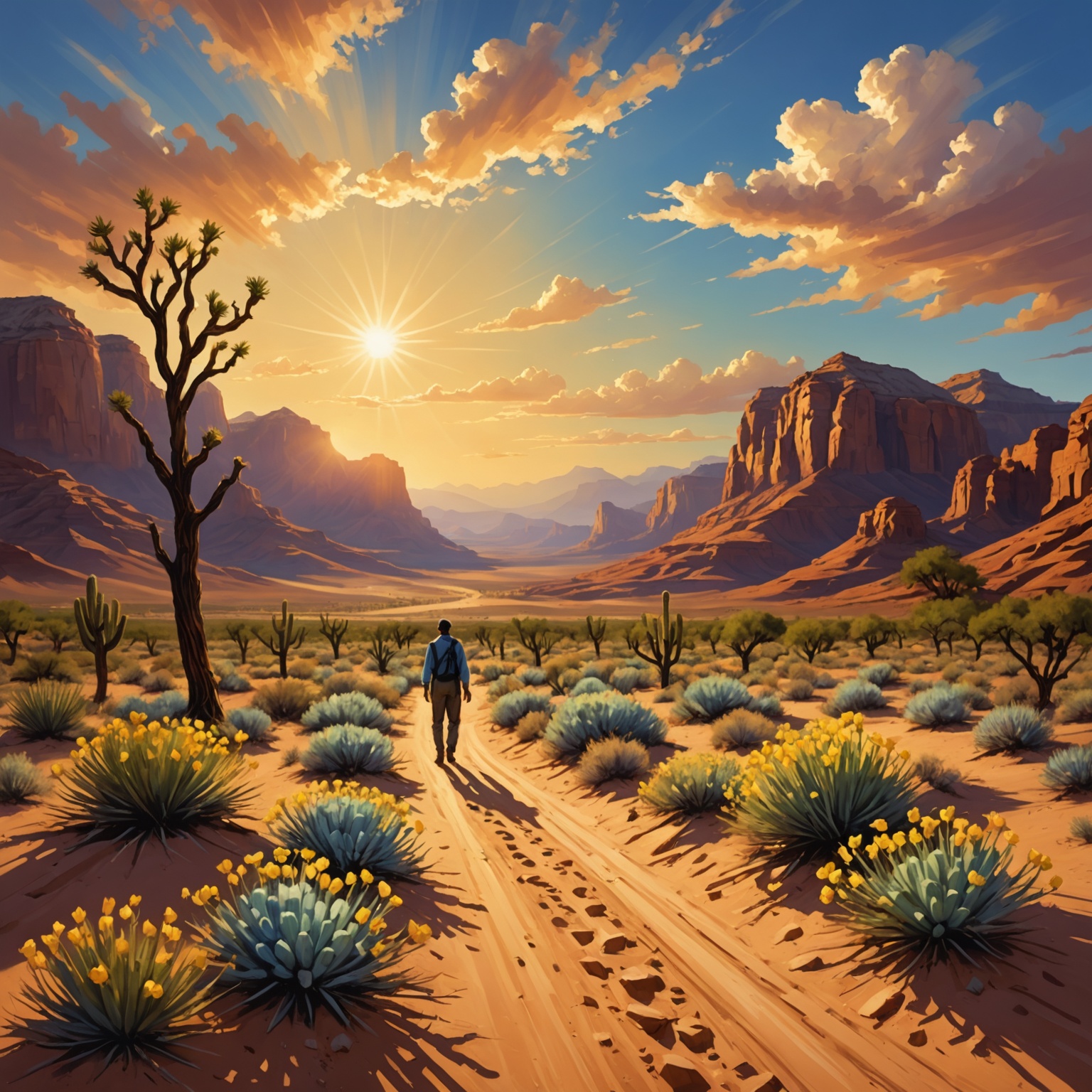 Deserto florescendo em alegria e renovação, mãos cansadas sendo fortalecidas, e olhos cegos se abrindo para a luz divina