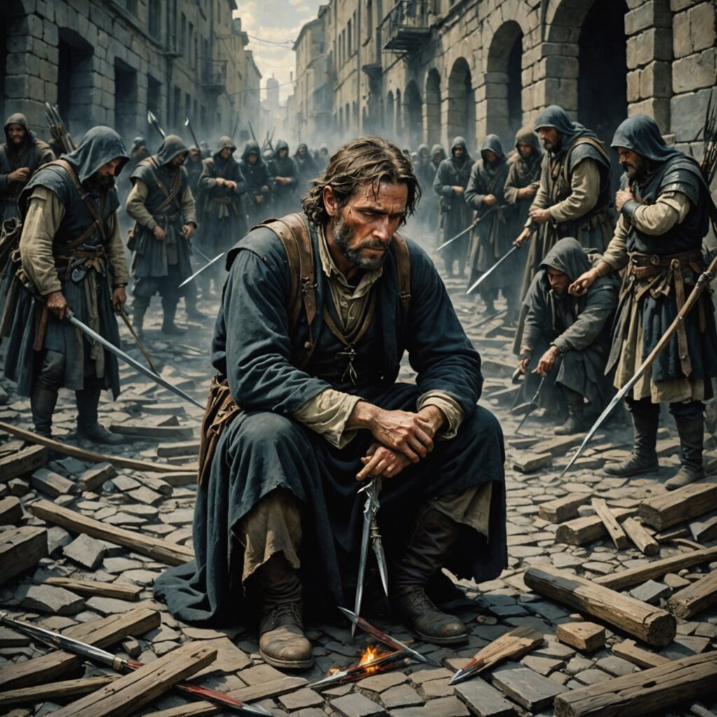 Imagem representativa do sofrimento e da fé de Jó no Livro de Jó, Capítulo 16