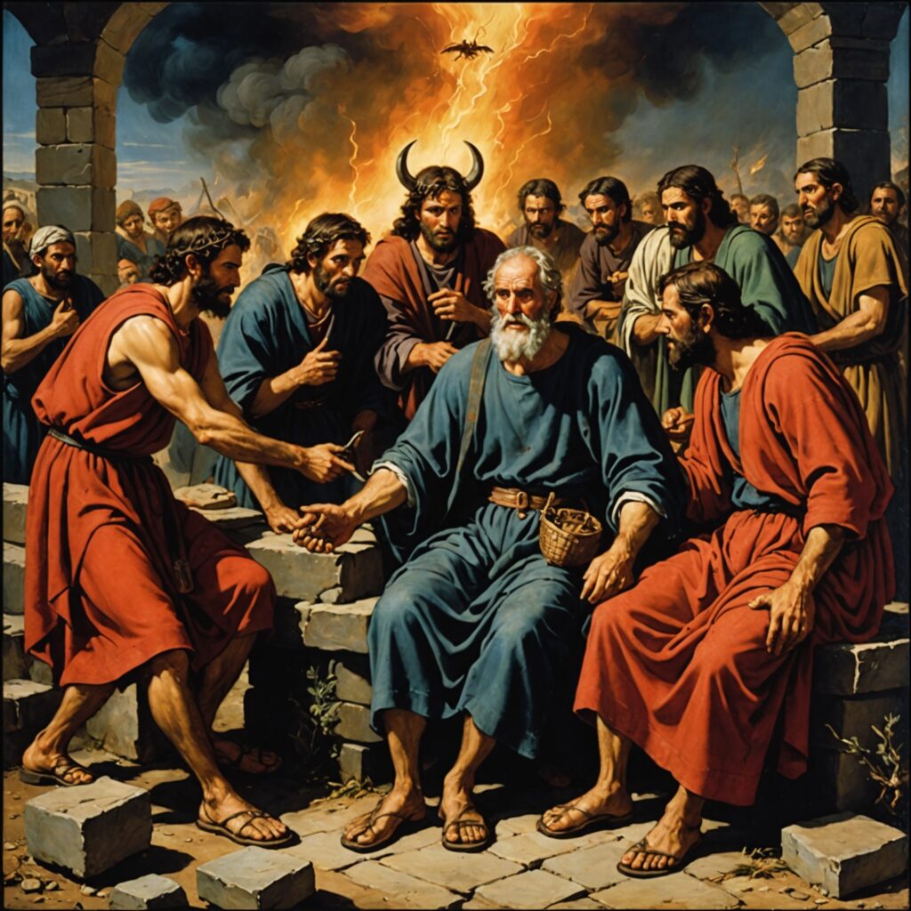 Imagem representativa da provação de Jó e da solidariedade dos amigos