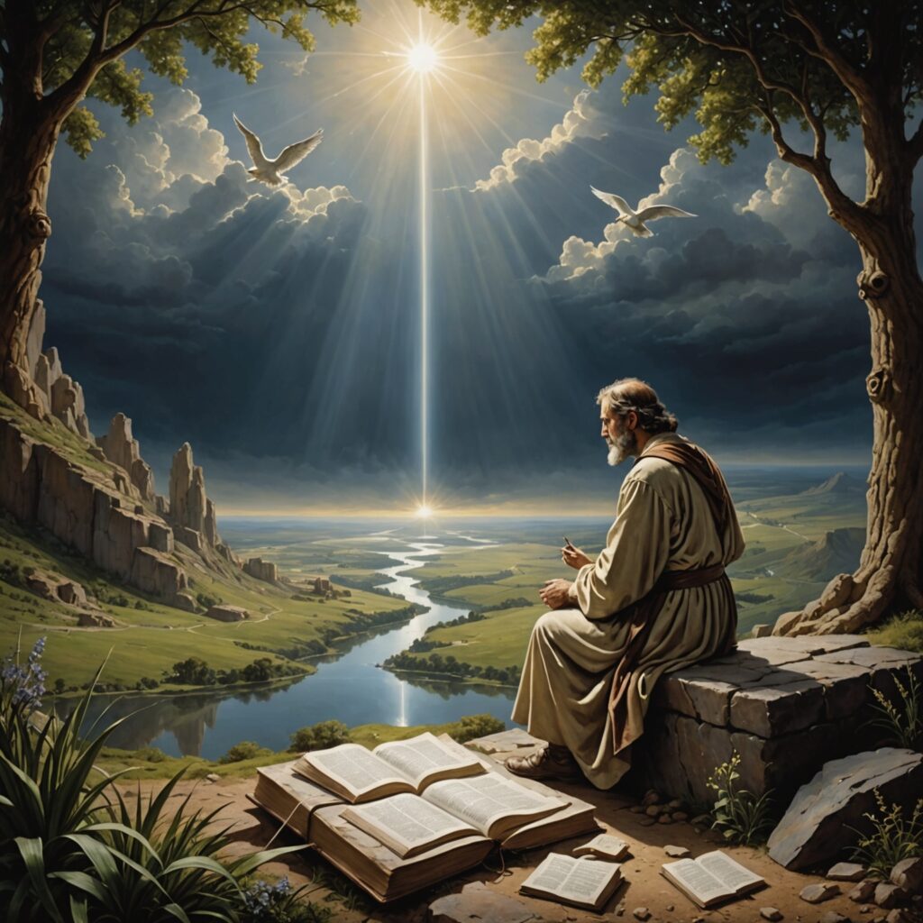 Ilustração de Jó em reflexão sobre a justiça divina