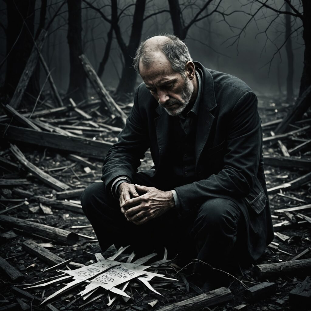 Imagem representando o lamento de Jó em relação ao seu nascimento